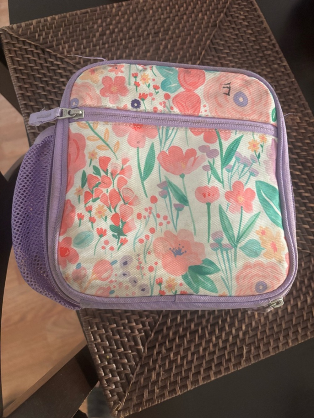 Pottery Barn Kids Gray and Lavender Insulated Lunch Bag